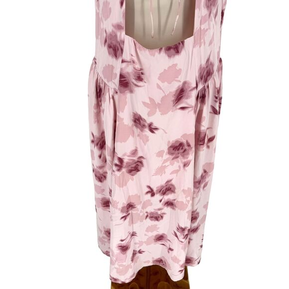 Abercrombie Fitch Pink Floral Maxi Dress XL Open Back Flutter Sleeve Slit Zipper - Picture 12 of 13